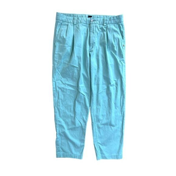 BOSS Pleated Front Casual Pants in Teal